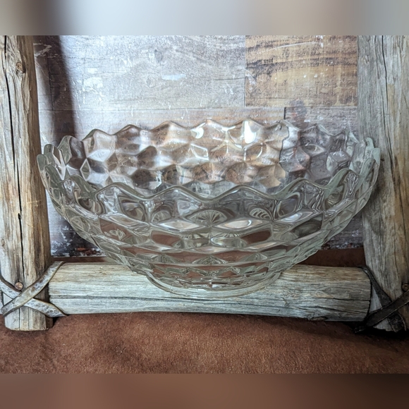 Vintage 50's Fostoria American Large Heavy Crystal Serving Bowl - Picture 7 of 10
